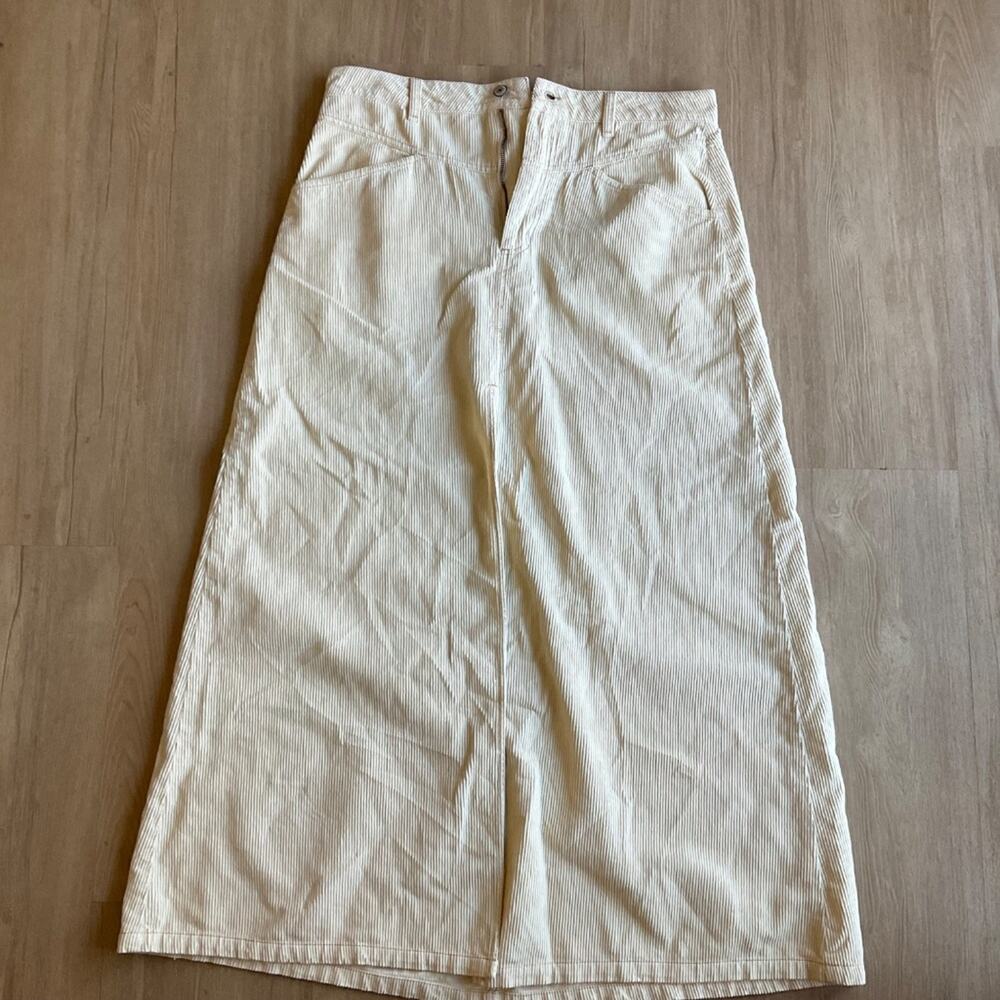WE THE FREE COME AS YOU ARE CORDUROY MAXI SKIRT SIZE 12 MSRP $128.00 NWOT cream - Picture 4 of 15